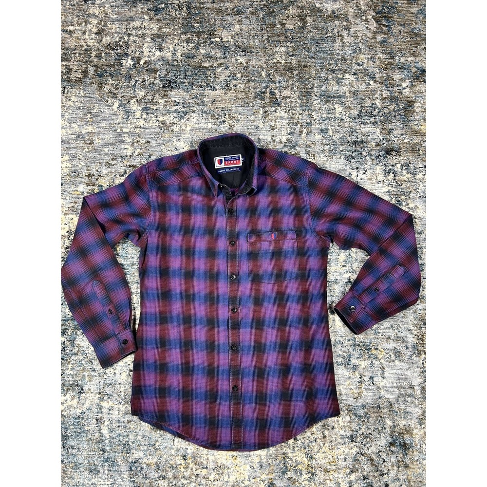 White House Heritage Sport Pride Collection Purple Plaid Flannel Shirt Mens M